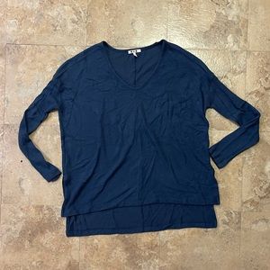 NWT Three Dots Oversized V-Neck Long Sleeve Top in Blue